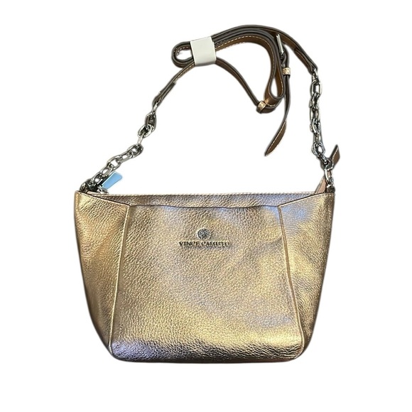 Vince Camuto Leather Rose Gold Metallic Shoulder Bag - Picture 1 of 11